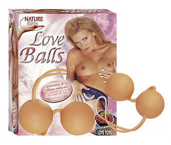 Вагинальные шарики из суперкожи "Love Balls" 3,5 см
