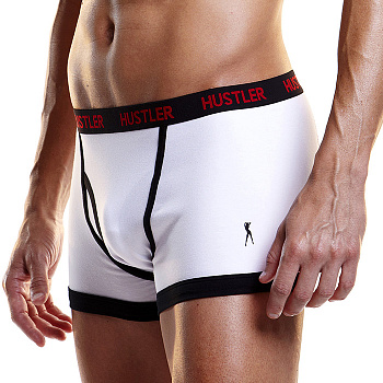 Белые мужские боксеры HUSTLER на узкой резинке