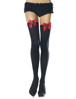 Чулки со значками "Череп" и сатиновыми бантиками