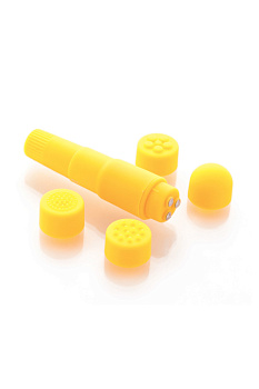 Вибратор с насадками 9,5см желтый