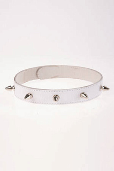 Ошейник с шипами узкий белый