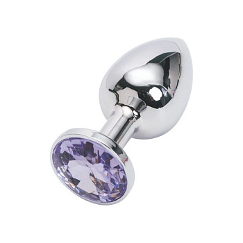 Анальная втулка металл серебро/сиреневый 2,8 см