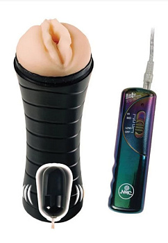 Мастурбатор-вагина в тубе с виброяйцом и пультом 24 см