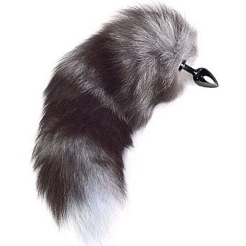 Анальная пробка металлическая с пушистым хвостом