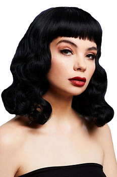 Черный парик Бетти с короткой челкой