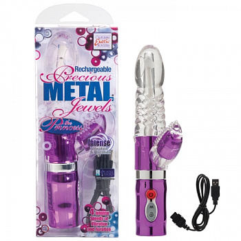 Заряжаемый от USB фиолетовый вибромассажер PRINCESS JEWELS