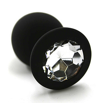 Анальная втулка силикон черный/прозрачный 3,5 см