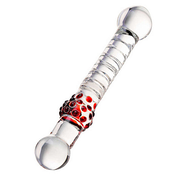 Стеклянный фаллоимитатор с пупырышками 21 см