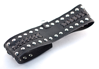 Ошйник из черной кожи с поводком