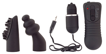 Вибратор-мини с насадками 6 см черный