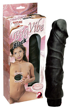 Черный вибратор из материала кибер-кожа