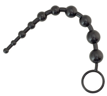 Шарики анальные цепочка 25 см черные ToyFa Black&Red