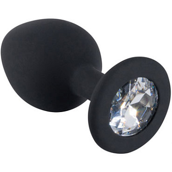 Втулка анал. силикон черный\прозрачн. 3,5 см