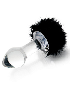 Втулка анальная с хвостиком, 9,5 см из стекла