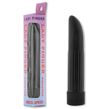 Миниатюрный черный вибратор ladyfinger- 13 см