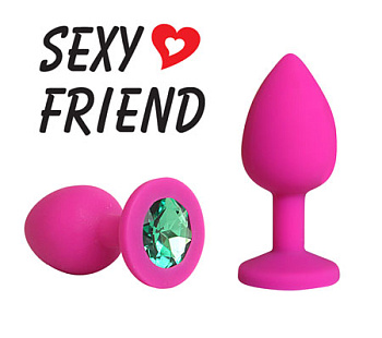 Анальная втулка силикон фуксия/зеленый 3 см