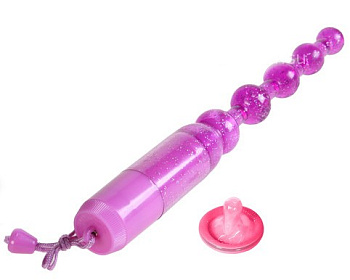 Анальная цепочка Waterproof Vibrating Pleasure Beads с вибрацией фиолетовая