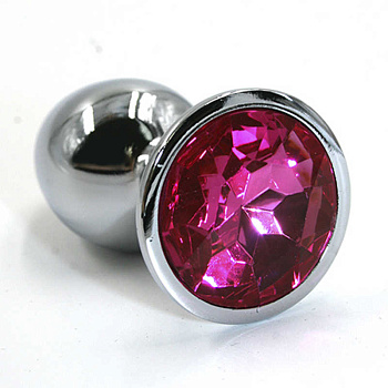 Анальная втулка металл серебро/розовый 2,8 см