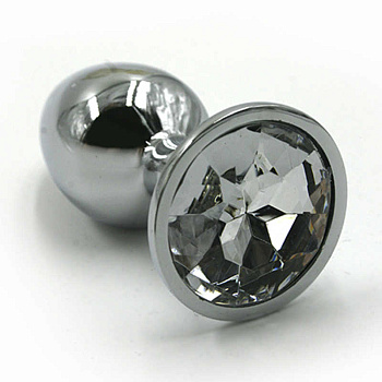 Анальная втулка металл серебро/прозрачный 2,8 см