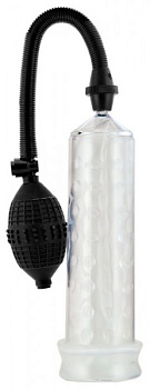 Помпа с силиконовой вставкой 23 см, прозрачная (в комплекте набор эрекционных колец)