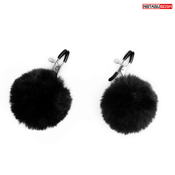 Зажимы для сосков с опушкой черные